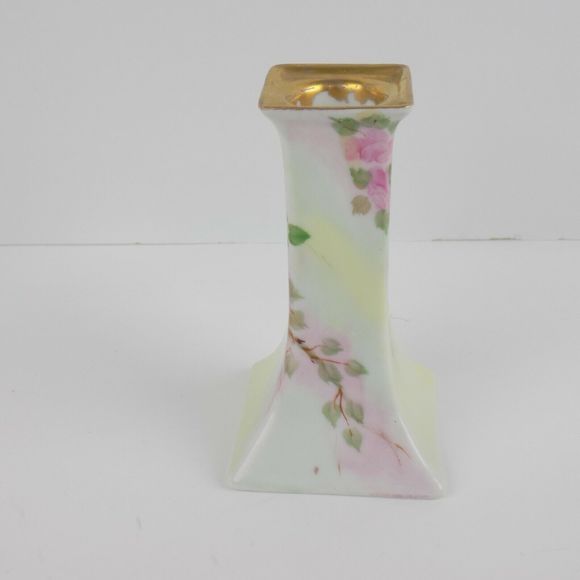 SINGLE Antique O. & E.G. Royal Austria Hand Painted Porcelain Square Candlestick - Picture 1 of 11